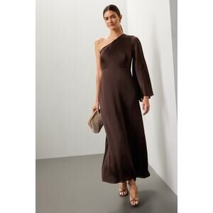 RTR sz6 Sachin & Babi Keely Gown solid brown chocolate one shoulder gown